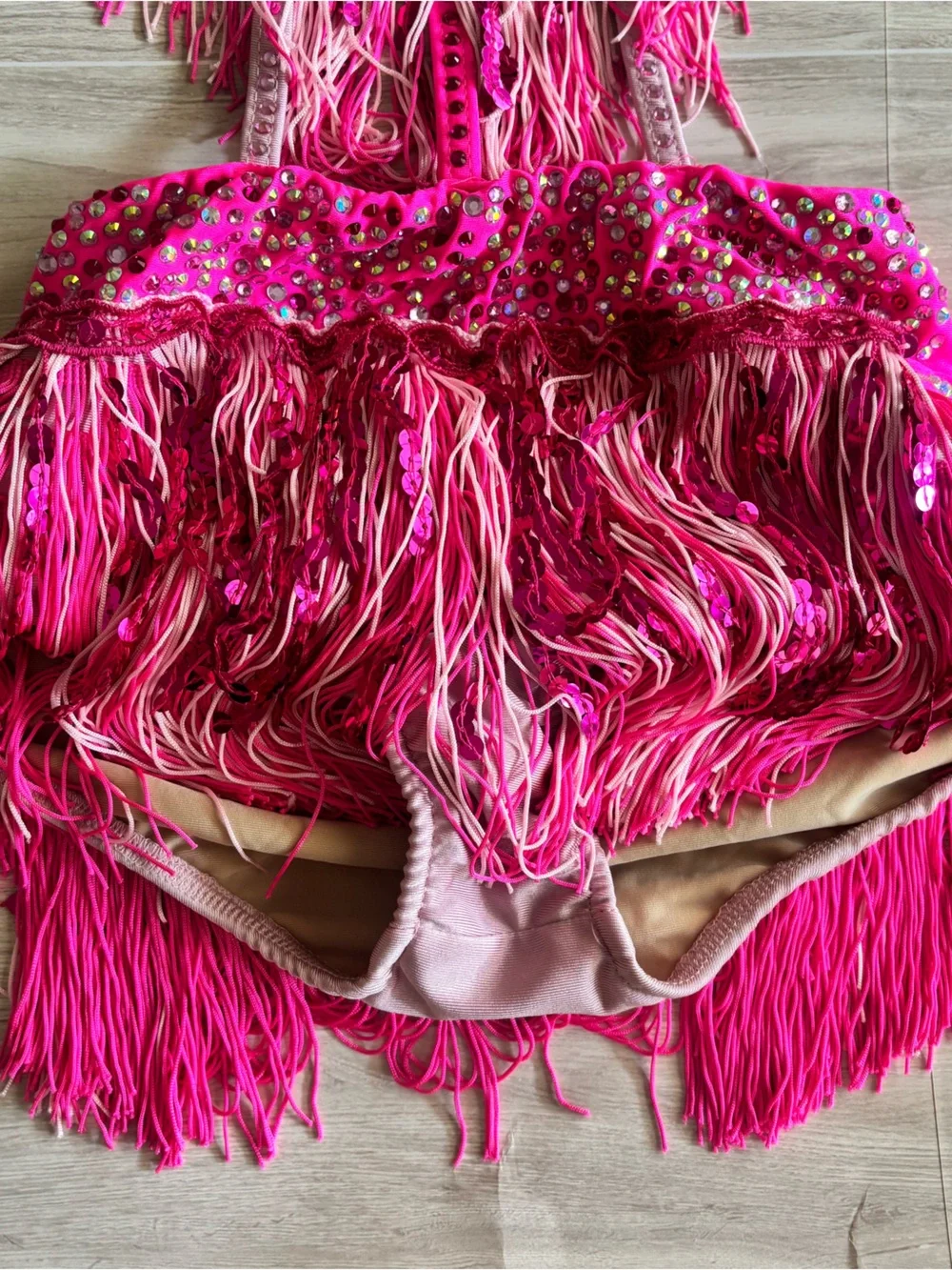 Glamour Pink Fringe Costume CXL